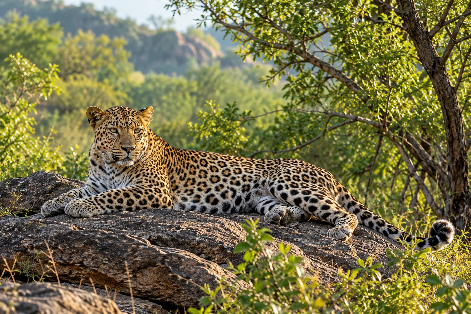 Indian leopard in its woodland habitat
